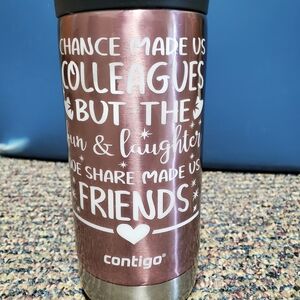 Contigo Rose Metallic Travel Tumbler with 'Friends' Script